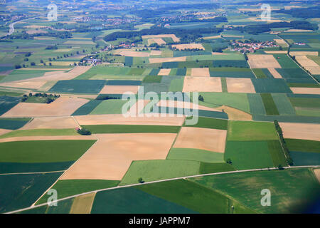 Germany, Bavaria, farmland, villages, aerial view, Stock Photo