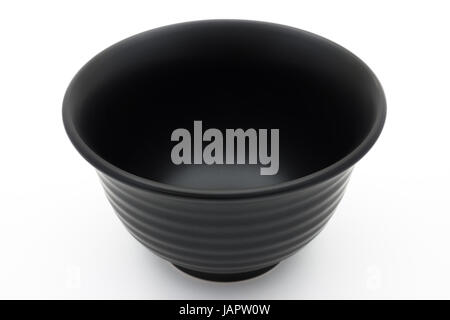 Empty black bowl on white background Stock Photo