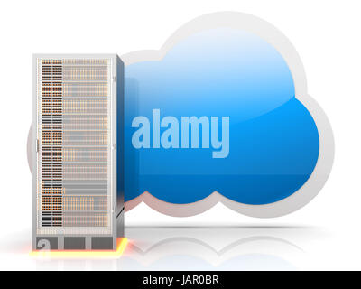 Server cloud computing. 3D rendered illustration. Stock Photo