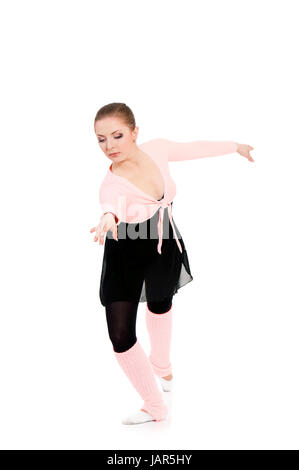 Beautiful one caucasian young woman ballerina ballet dancer, isolated on white background Stock Photo