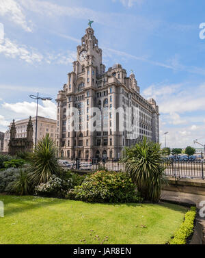 Royal Liver Building, Pier Head, Liverpool, Stock Photo