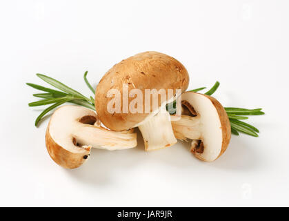 Fresh brown mushrooms - studio shot Stock Photo