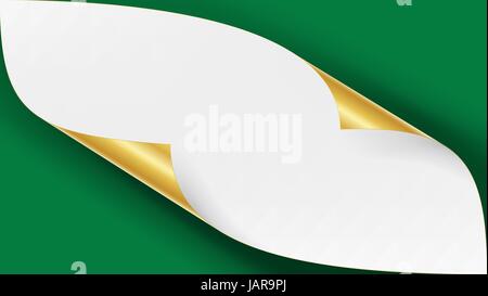 Curled Silver Metalic Corner Realistic Vector Illustration Stock Vector