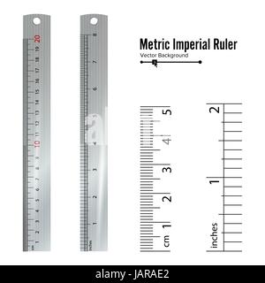 Metric imperial and decimal inch rulers vector set. Measure tools ...