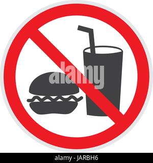 No food or drink sign in vector depicting banned activities Stock Vector