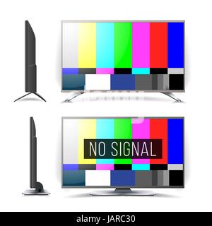 No Signal TV Test Pattern Vector. Lcd Monitor. Flat Screen TV. Television Colored Bars Signal. Analog and NTSC standard tv test screen. maintenance co Stock Vector