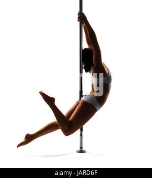 Pole dancer isolated in white Stock Photo