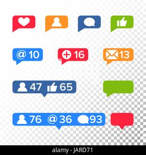 Notifications Icons Template Vector. Like symbol, Message and notification set. instagram Stock Vector
