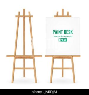 Premium Vector  Easel, painting desk, drawing board with blank white canvas