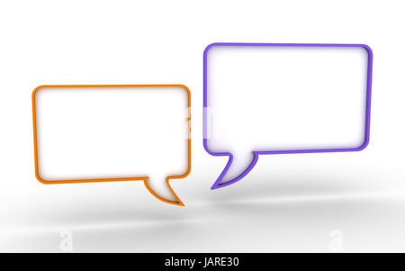 One blank 3d speech bubble next to another Stock Photo