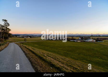 Panoramablick bei Ebenhofen, Allgäu, Bayern Stock Photo