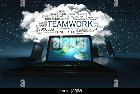 Word Cloud with Positive Words about Collaboration and Possibilities Stock Photo