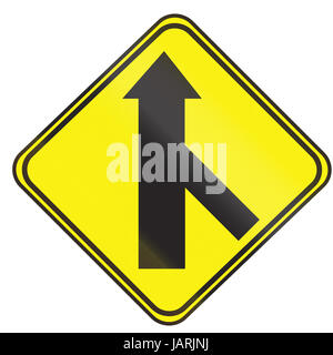 45 Degree 3 way Intersection Ahead In Uruguay. Stock Photo