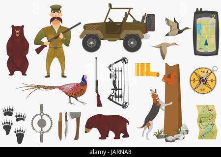 Hunter ammunition set Stock Vector