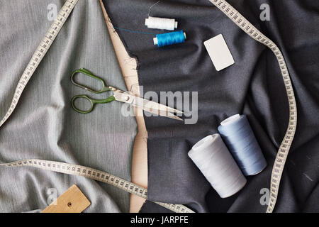 Sewing Items on Fabric Stock Photo