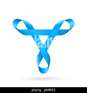 Blue symbol of Mobius strip on white background. Stock Photo