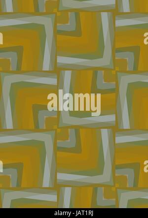 Abstract background of squares and diamonds painted wood yellow and green Stock Vector