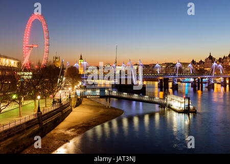 Sunset over London's South Bank & River Thames Stock Photo