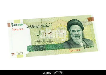 Iranian one hundred thousand rial banknote on a white background Stock ...