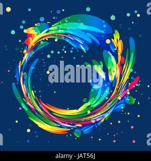 Abstract colorful circle frame on blue background Stock Vector