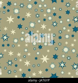 Seamless texture with stylized flowers and stars Stock Vector