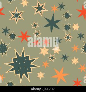 Seamless texture oriental stylized flowers and stars. Stock Vector