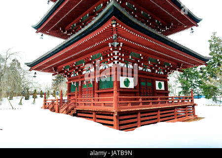 The five-story pagoda of Saishoin Temple in Hirosaki was built in 1667 Stock Photo