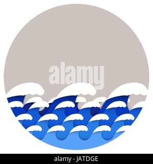 Origami paper art style of sea waves Stock Vector