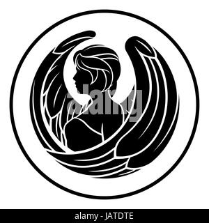 Astrology zodiac signs circular Virgo angel horoscope symbol Stock Photo