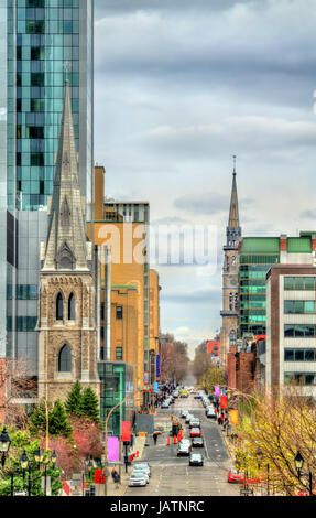 Bell tower of the Holy Savior Church in Montreal, Canada Stock Photo