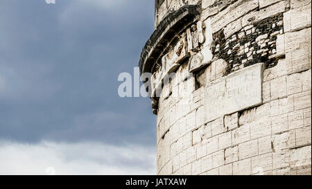 Detail of the ancient roman Tomb of Caecilia Metella along Old Appian Way in Rome (with copy space) Stock Photo