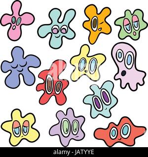 Collection of Amoeba Germ Characters Vector Stock Vector