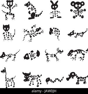 Collection Of Animal Skeleton Cartoon Vectors Stock Vector
