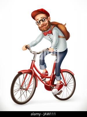 Bicyclist. Man on a bicycle, 3d vector icon Stock Vector