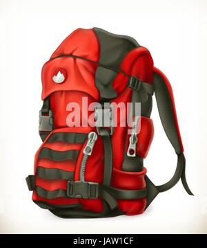 Tourist backpack, 3d vector icon Stock Vector