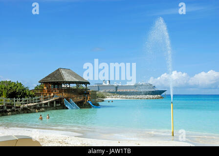 Beach scene, Half Moon Cay , Bahamas Stock Photo