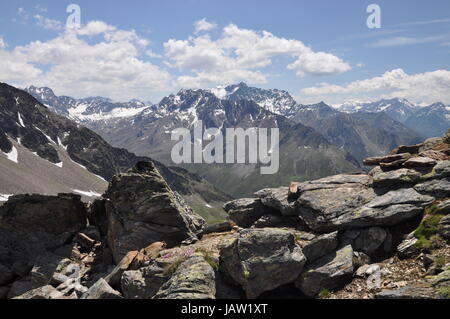 Finstertaler Scharte, kühtai, kühtaiberge, stubaier alpen, bergsteigen, alpen,berg, berge,hochgebirge, bergspitze, gipfel, österreich, austria, tirol,  scharte, joch,pass, Stock Photo