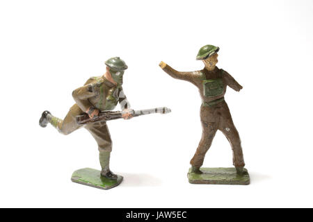 Collection of Tin and Vintage Toy Soldiers Stock Photo