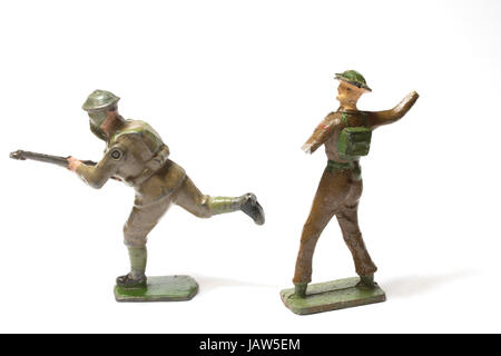 Collection of Tin and Vintage Toy Soldiers Stock Photo
