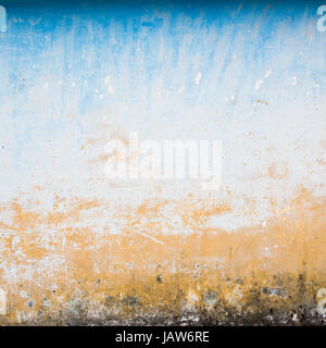 Dilapidated beige and blue wall texture, grungy background Stock Photo