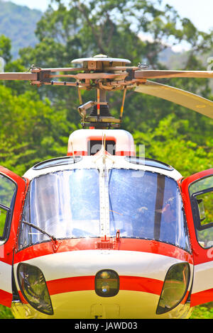 helicopter, Details of the rotor and part of the body of modern military helicopters closeup Stock Photo