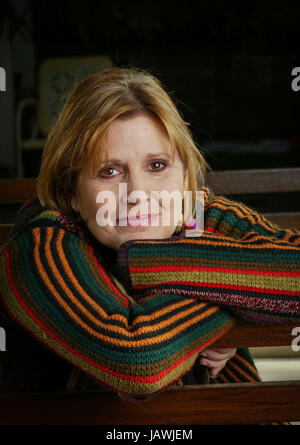 Exclusive portrait session with actress Carrie Fisher at her Beverly Hills home on May 12, 2004. Photo by Francis Specker Stock Photo