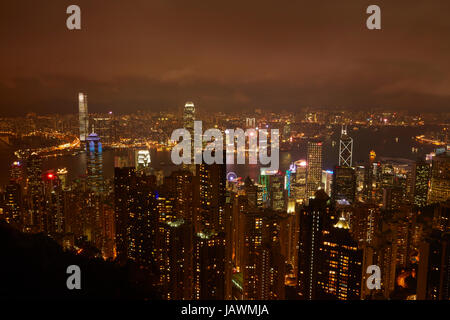 View over Kowloon, Victoria Harbour, and Central, from Victoria Peak, Hong Kong Island, Hong Kong, China Stock Photo