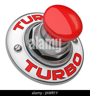 Button rugged metal screwed on white background. Stock Photo