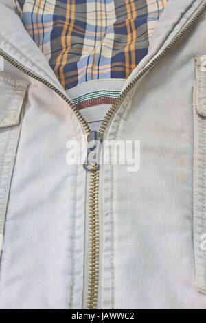 Close up old zipper open on jacket Stock Photo