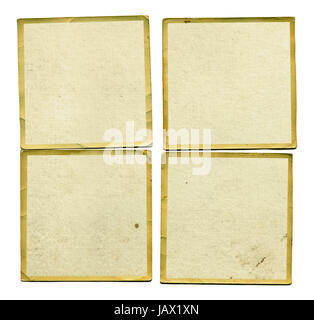 Four vintage blank dirty photos with border. Grunge background design element. Stock Photo
