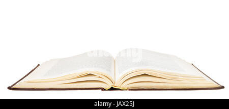 big brown open book isolated on white background Stock Photo