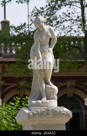 A statue inside the Shashi Lodge. Shashi Lodge, an architectural symbol of Mymensingh region, Maharaja Shurjokanto Acharya Chowdhury commissioned this Stock Photo