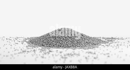pile of silver metallic beadlets in light grey back Stock Photo