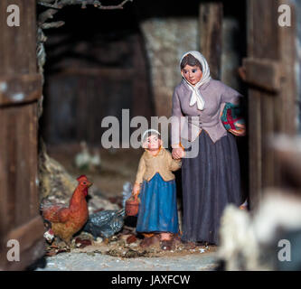 traditional Neapolitan Christmas crib with the typical characters Stock Photo